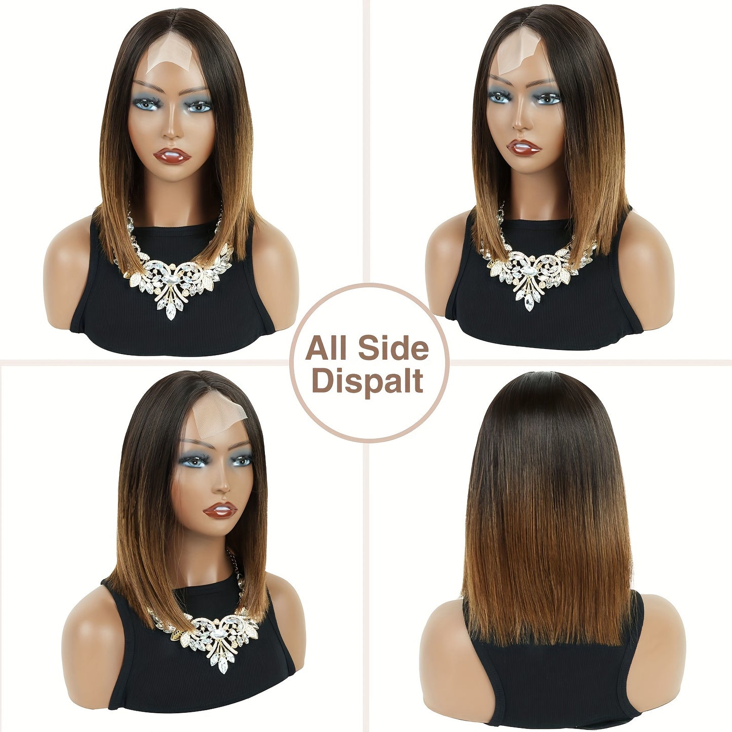 Natural-Look U-Part Wig for Women - High-Temperature Fiber, Straight Basics Style, No Lace Needed