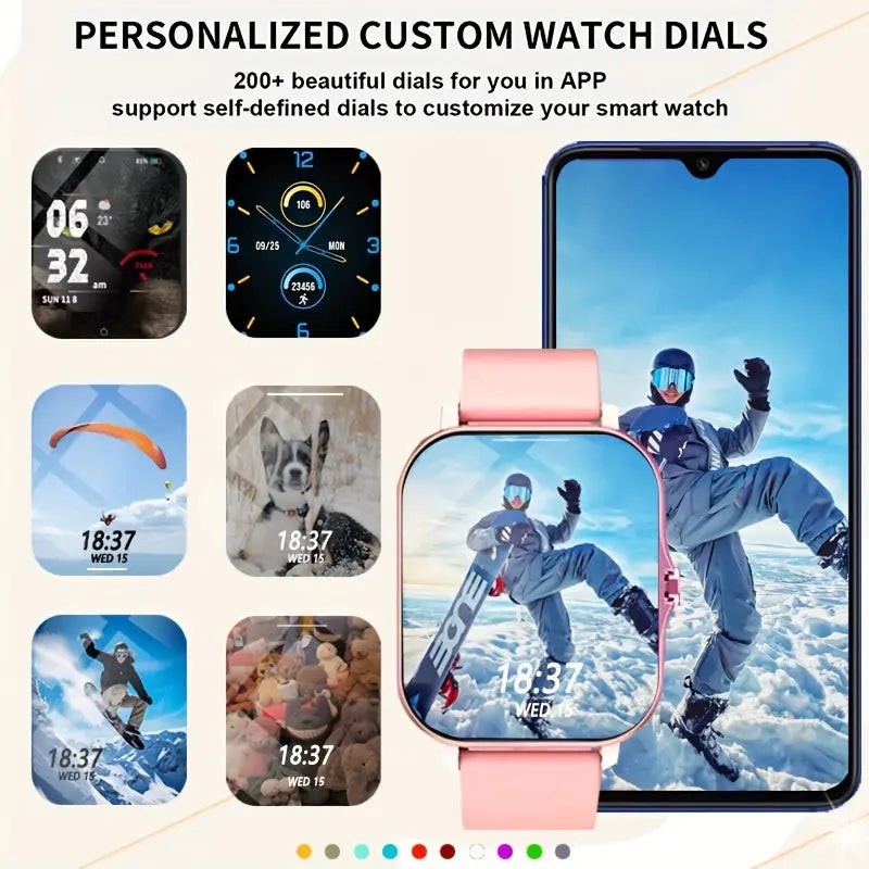 Full Touch Screen 1.83-inch Smart Watch for Men and Women with Wireless Calls, Message Reminders, Sports Tracker, Remote Camera, Weather Notification - USB Rechargeable, Multiple Sports Modes, 240P Resolution, Positioning Nav Chic Le'Meek