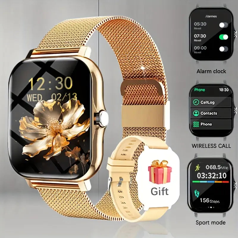 Full Touch Screen 1.83-inch Smart Watch for Men and Women with Wireless Calls, Message Reminders, Sports Tracker, Remote Camera, Weather Notification - USB Rechargeable, Multiple Sports Modes, 240P Resolution, Positioning Nav Chic Le'Meek