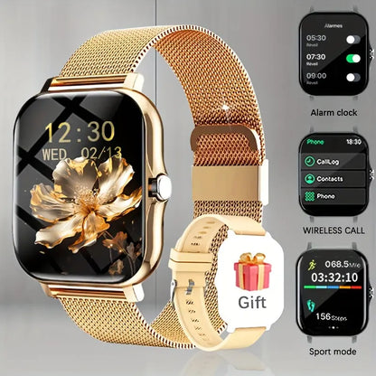 Full Touch Screen 1.83-inch Smart Watch for Men and Women with Wireless Calls, Message Reminders, Sports Tracker, Remote Camera, Weather Notification - USB Rechargeable, Multiple Sports Modes, 240P Resolution, Positioning Nav Chic Le'Meek