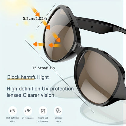 Upgraded smart wireless V5.3 glasses, multifunctional glasses, wireless calls, music playback, outdoor sports, Tws headphones, rechargeableHDlFl sound quality, HD lenses, black technology, unisex, touch, long battery