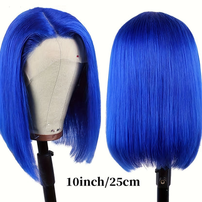 180% Density Dark Green Blue Bob Wig - Stunning Realistic Hairpiece with 13x4 Lace Front, Vibrant Straight Style, and Natural Look for Women