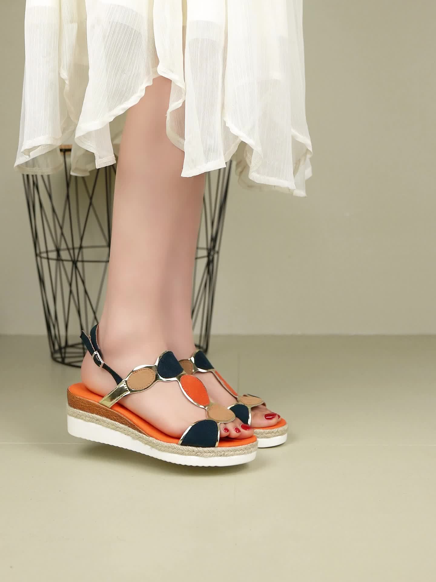 Womens Stylish Colorblock Wedge Sandals - Lightweight Platform, Adjustable Buckle, Comfortable Open Toe Design - Perfect for Casual Wear