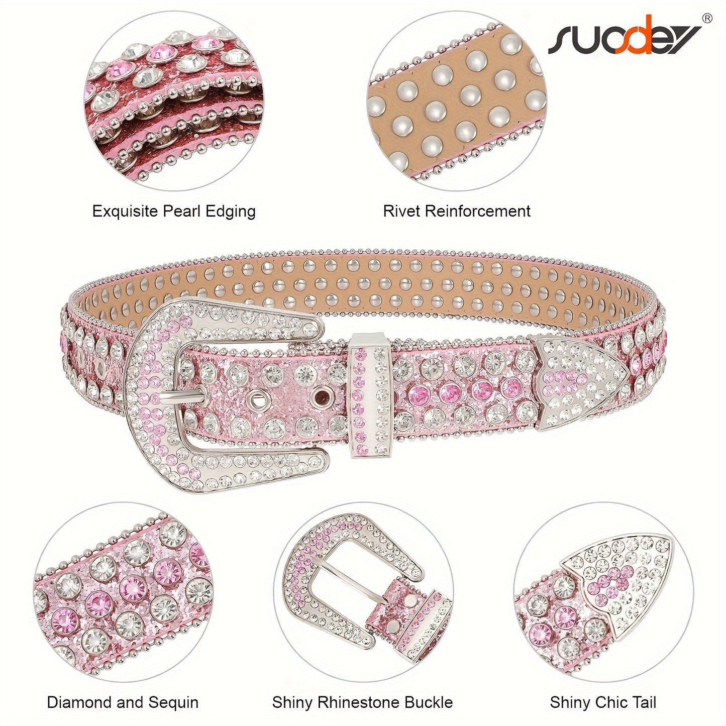 Fashion Rhinestone Sequins Belt For Men Women Western Cowgirl Cowboy Bling Diamond Leather Belt For Jeans Dress