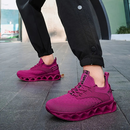 2025 New Unisex Breathable Mesh Running Shoes - Lightweight Stability Low-Top Sneakers with EVA Cushioning for Men & Women, Vibrant Purple Casual Walking Shoes for Spring/Summer/Fall Chic Le'Meek