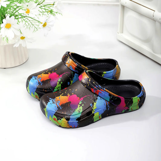 2025 Fashionable Non-Slip Thick Sole Sandals for Couples, Summer Beach Shoes with Random Patterns, EVA Material, Beach Footwear|Trendy Sandals|Eva Upper Material, Beach Accessorie Chic Le'Meek
