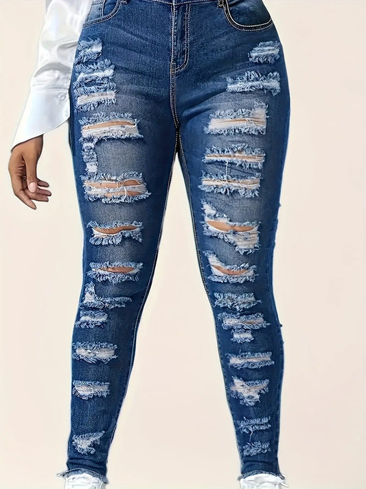 Women'S Slim-Fit Distressed Double-Sided Ripped Jeans - High-Waisted Stretch Denim Shorts with Frayed Hem & Slash Pockets, Casual Summer Streetwear, Light Blue Denim, Summer Casual Wear | Frayed Hem Jeans | Comfortable Fit Chic Le'Meek