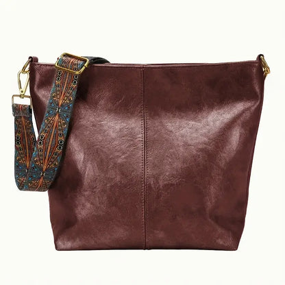 [Vintage Tote Bag] Large Vintage Tote Bag | Crossbody Bag with Removable Strap, Zipper Closure, Polyester Lining, Random Printing, No Edge Paint, for Women, Black/Beige/Rose Red/Pink/Light Grey/Blue/Light Green/Green/Light Br Chic Le'Meek