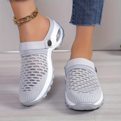 [Mesh Slip-On Clogs] Breathable, Lightweight Women's Comfort Mesh Slip-On Clogs | Air Cushion, Non-Slip Sole for Indoor & Outdoor Use | Purple & White Design, Versatile Slippers Chic Le'Meek