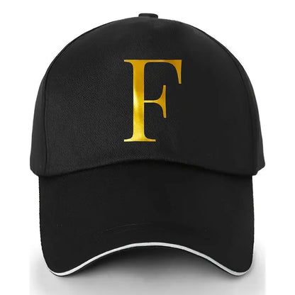 Unisex Polyester Baseball Cap | Adjustable Fit | Lightweight, Breathable & Quick-Dry | Golden Letter Print Embroidery 'M' or 'A' | Ideal for Outdoor Sports and Travel | Stylish Hip-Hop Dad Hat, Casual Wear Hat | Hiphop Style Chic Le'Meek