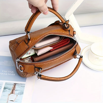 Women's Shoulder Bag With Zipper Closure, Simple And Classic Design Crossbody Bag For Daily Use