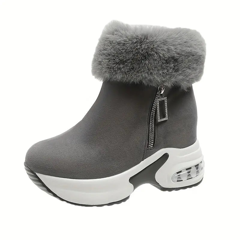Women's Platform Wedges Ankle Boots, Casual Push Lined Side Zipper Short Boots, Warm & Comfortable Winter Shoes Chic Le'Meek