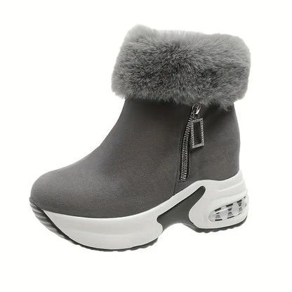 Women's Platform Wedges Ankle Boots, Casual Push Lined Side Zipper Short Boots, Warm & Comfortable Winter Shoes Chic Le'Meek