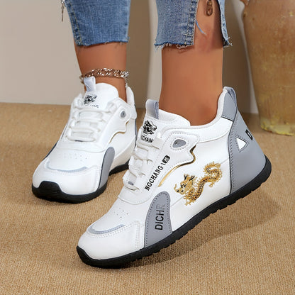 Women's Trendy Sneakers, Casual Lace Up Outdoor Shoes, Comfortable Low Top Sport Shoes