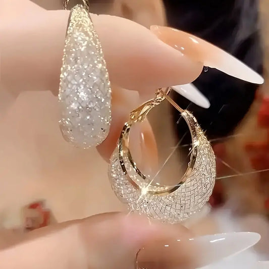 Fashionable Mesh Artificial Crystal Earrings - Perfect For Parties And Gifts For Women, Mothers, Family, And Friends, Suitable For Christmas, New Year Gifts, Halloween, And Valentine'S Day Chic Le'Meek