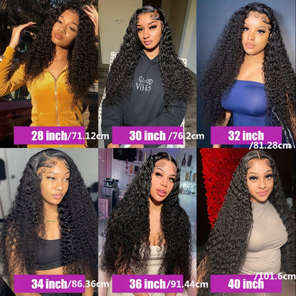 40 Inch Deep Wave Curly Full Lace Front Wig - 360 HD Lace, 200% Density, Water Wave Style for African Women - Vacation Ready, Natural Looking, Long Lasting